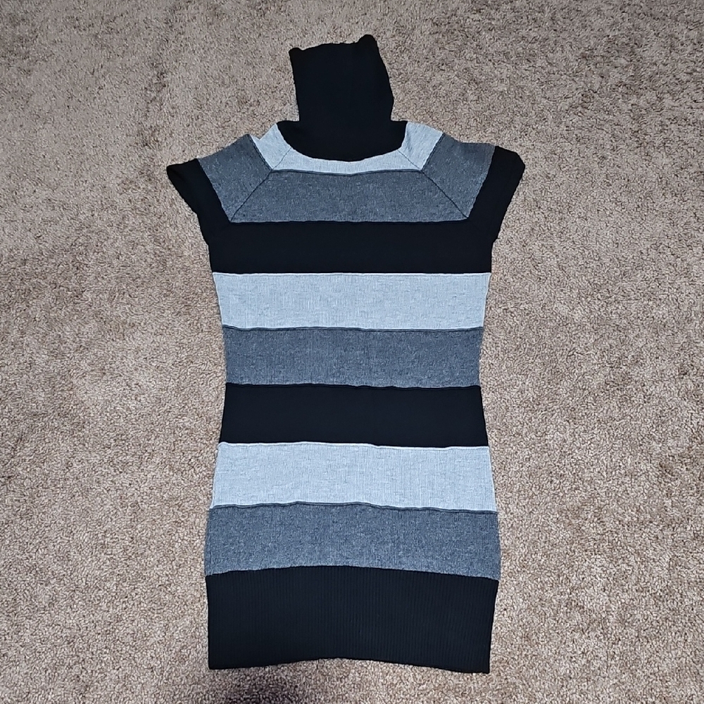 Xhilaration Black and Gray Turtleneck Sweater Dress